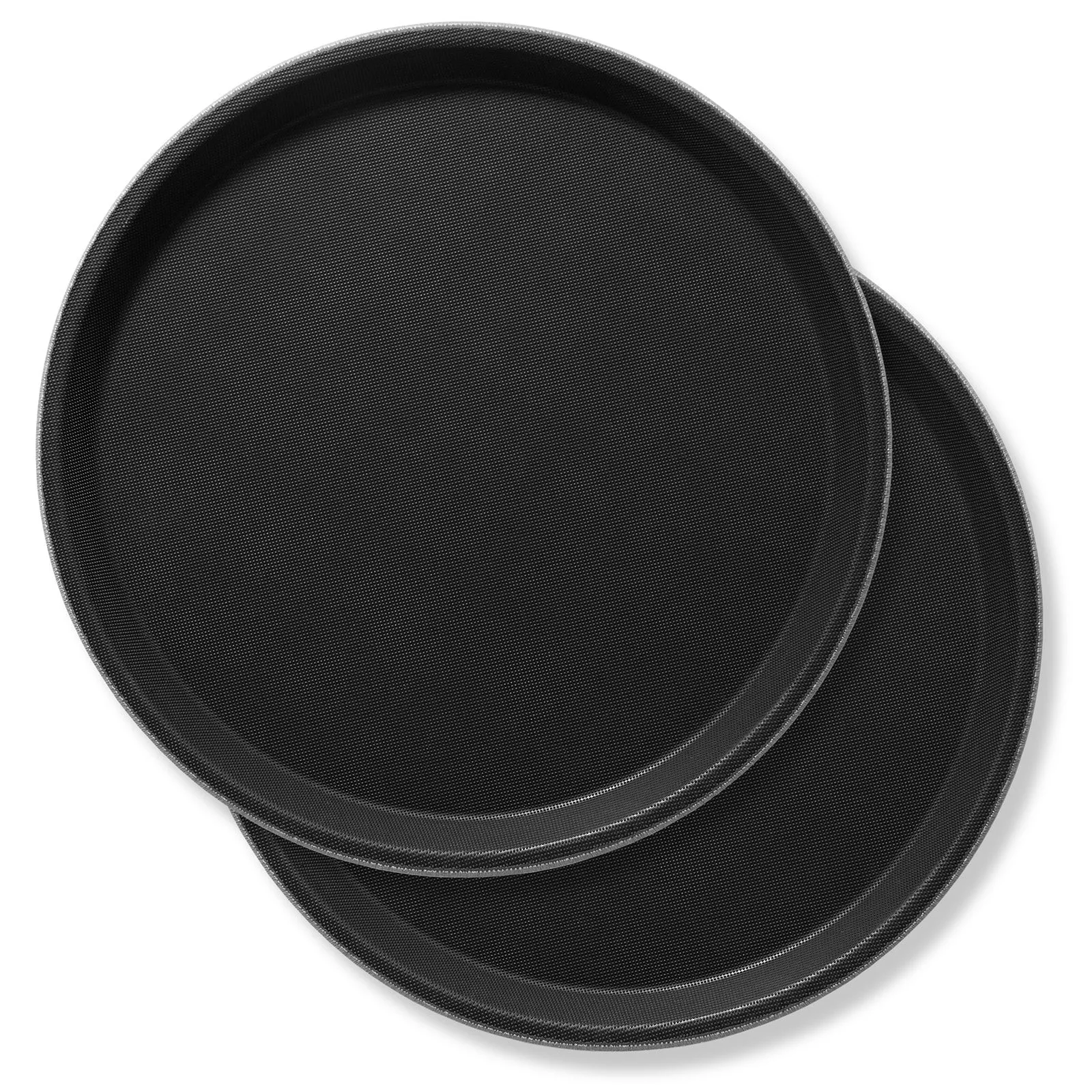 (Set of 2) Round Restaurant Serving Trays, Non-Slip NSF Food Service