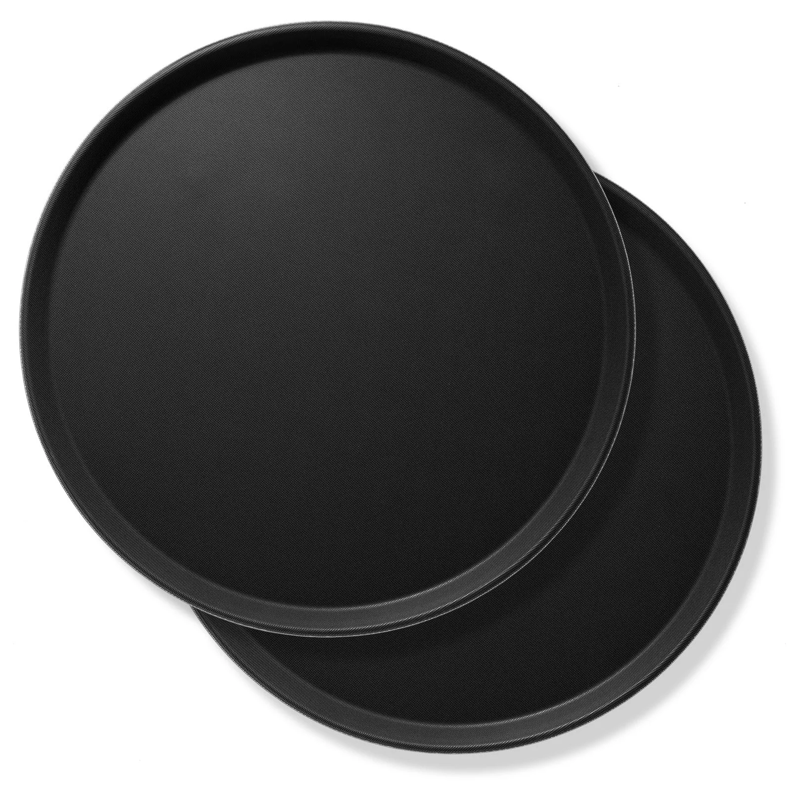 (Set of 2) Round Restaurant Serving Trays, Non-Slip NSF Food Service