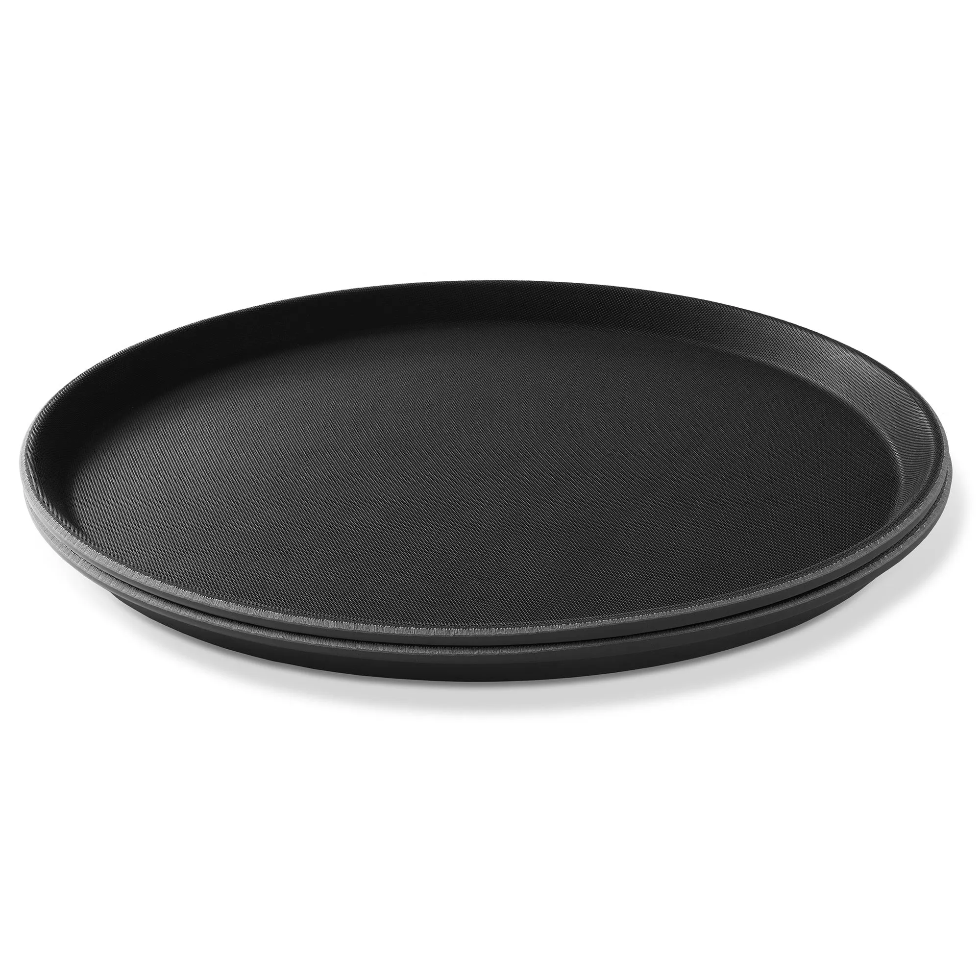 (Set of 2) Round Restaurant Serving Trays, Non-Slip NSF Food Service