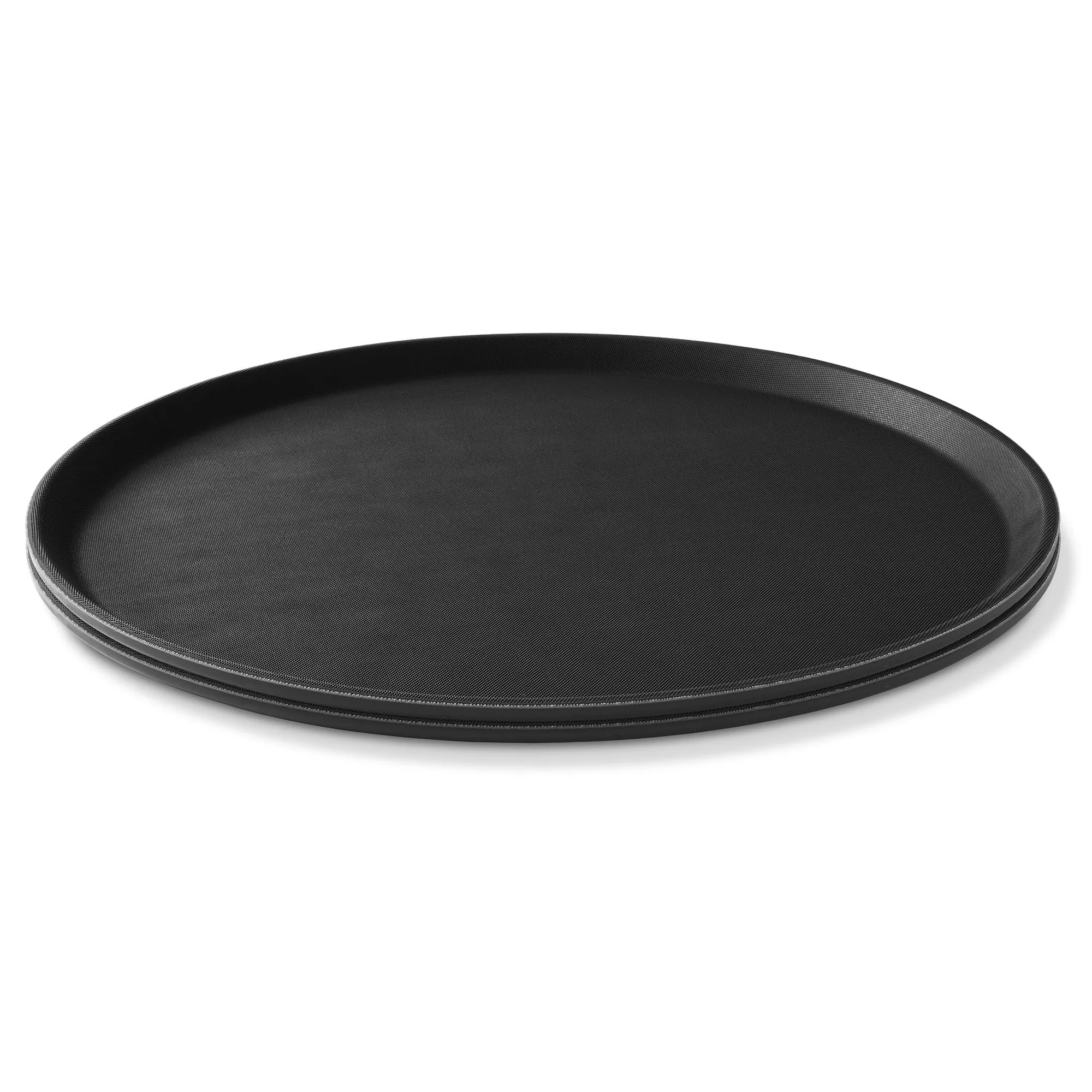 (Set of 2) Round Restaurant Serving Trays, Non-Slip NSF Food Service
