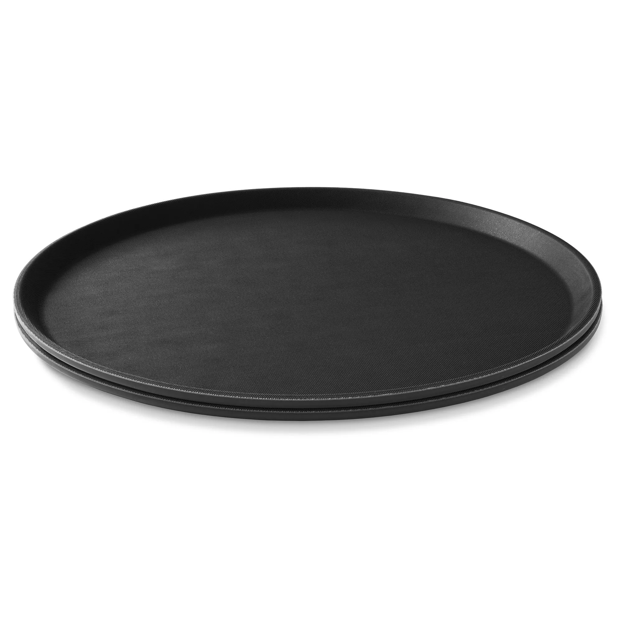 (Set of 2) Round Restaurant Serving Trays, Non-Slip NSF Food Service