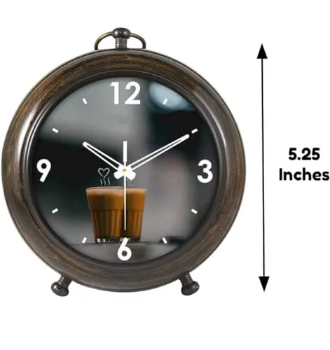 SHINEON Antique New Designe Wooden Antique Number 5.25 inch dial 4 inch Brown Colour Table Clock.