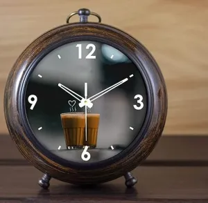 SHINEON Antique New Designe Wooden Antique Number 5.25 inch dial 4 inch Brown Colour Table Clock.