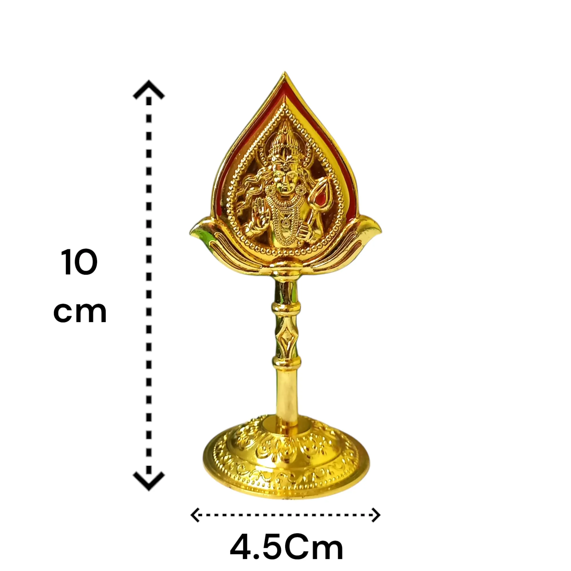 SRian Lord Murugan Vel Idol with Face for Car Dashboard, Pooja Room | Double Sided Design | Height -10 cm, Golden Color