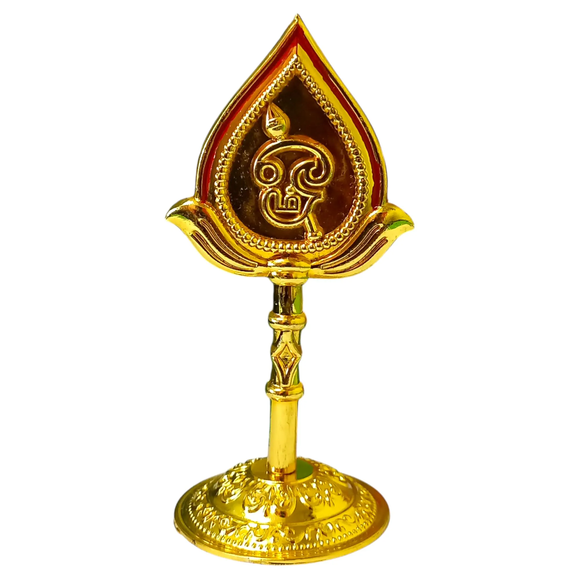 SRian Lord Murugan Vel Idol with Face for Car Dashboard, Pooja Room | Double Sided Design | Height -10 cm, Golden Color