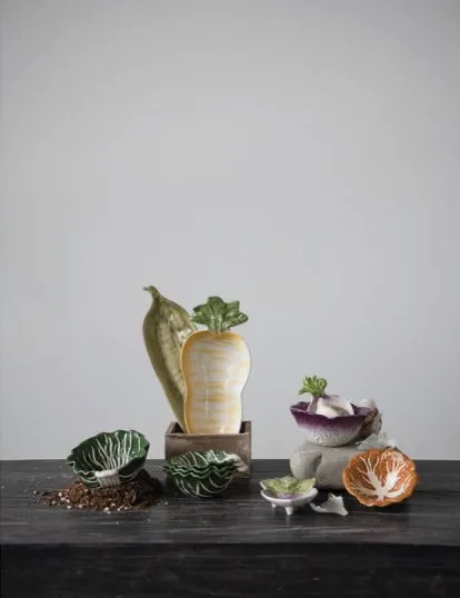 Stoneware Green Cabbage Set