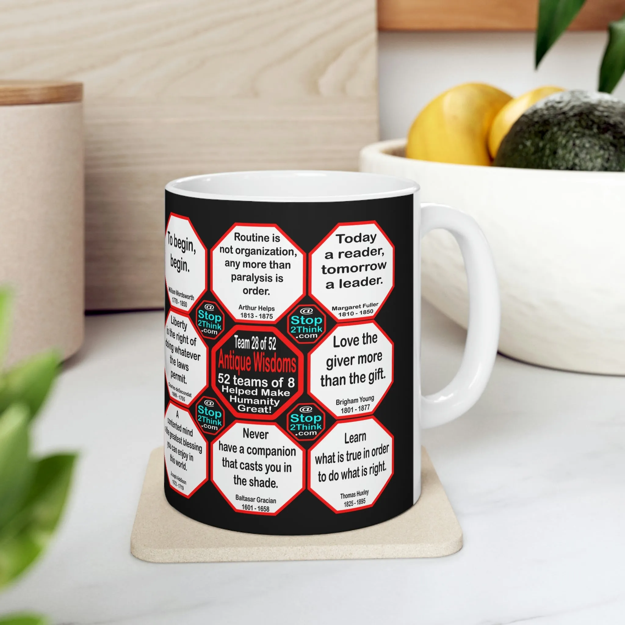 Team 28 of 52 teams that Make Humanity Great! ...Drink Wisely in Mug Wisdoms Ceramic 11oz cup