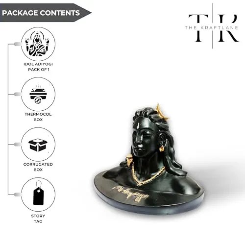 TheKraftLane Lord Mahadev Bholenath Shivji Adiyogi Shiva Statue Idol Murti for Car Dashboard | Ideal for Home Decor - Resin Figurine, Spiritual Gift for Meditation (2.5 Inch)