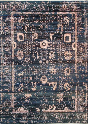 Transitional Collection Hand-Knotted Blue Bsilk & Wool Area Rug-10' 0" X 14' 0"