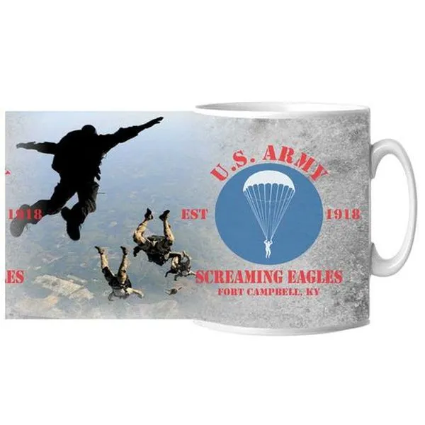 US Army Screaming Eagles Parachute Ceramic Mug 15 oz