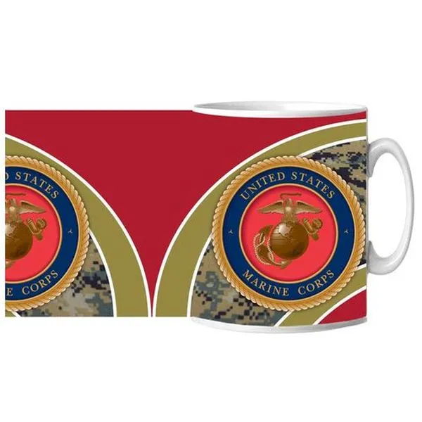 US Marine Corps Camo Swoosh Ceramic Mug 15 oz