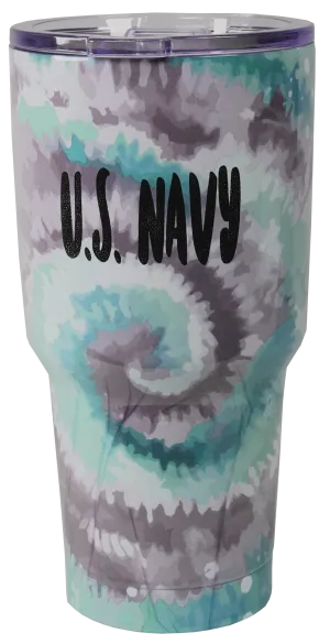 U.S. Navy Imprint on Tye Dye Stainless Tumbler - 28 oz.