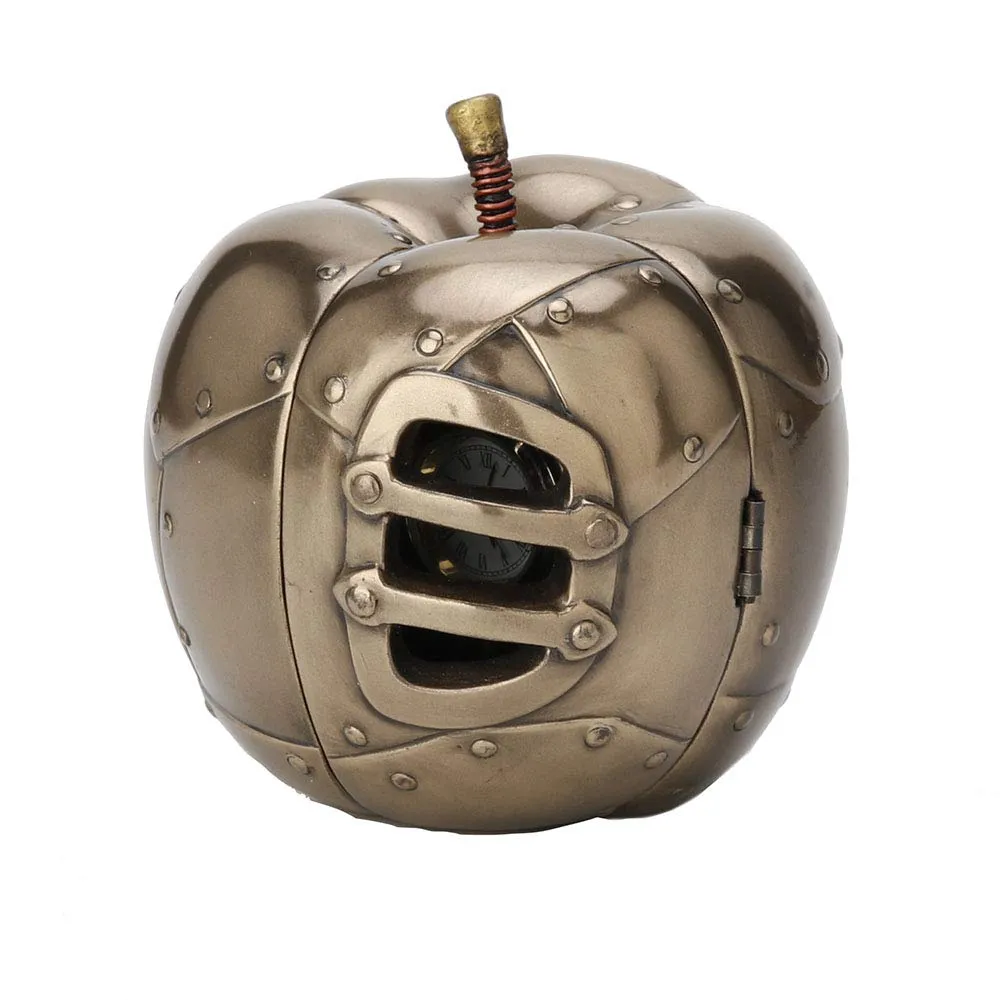 Veronese Design 3.5 Inch Steampunk Mechanicus Apple Clock Antique Bronze Finish Table Top Sculpture Fruit Figurine