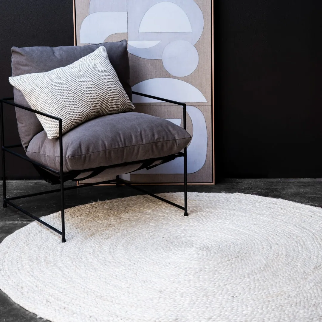 Vincent White Wash Round Braided Weave