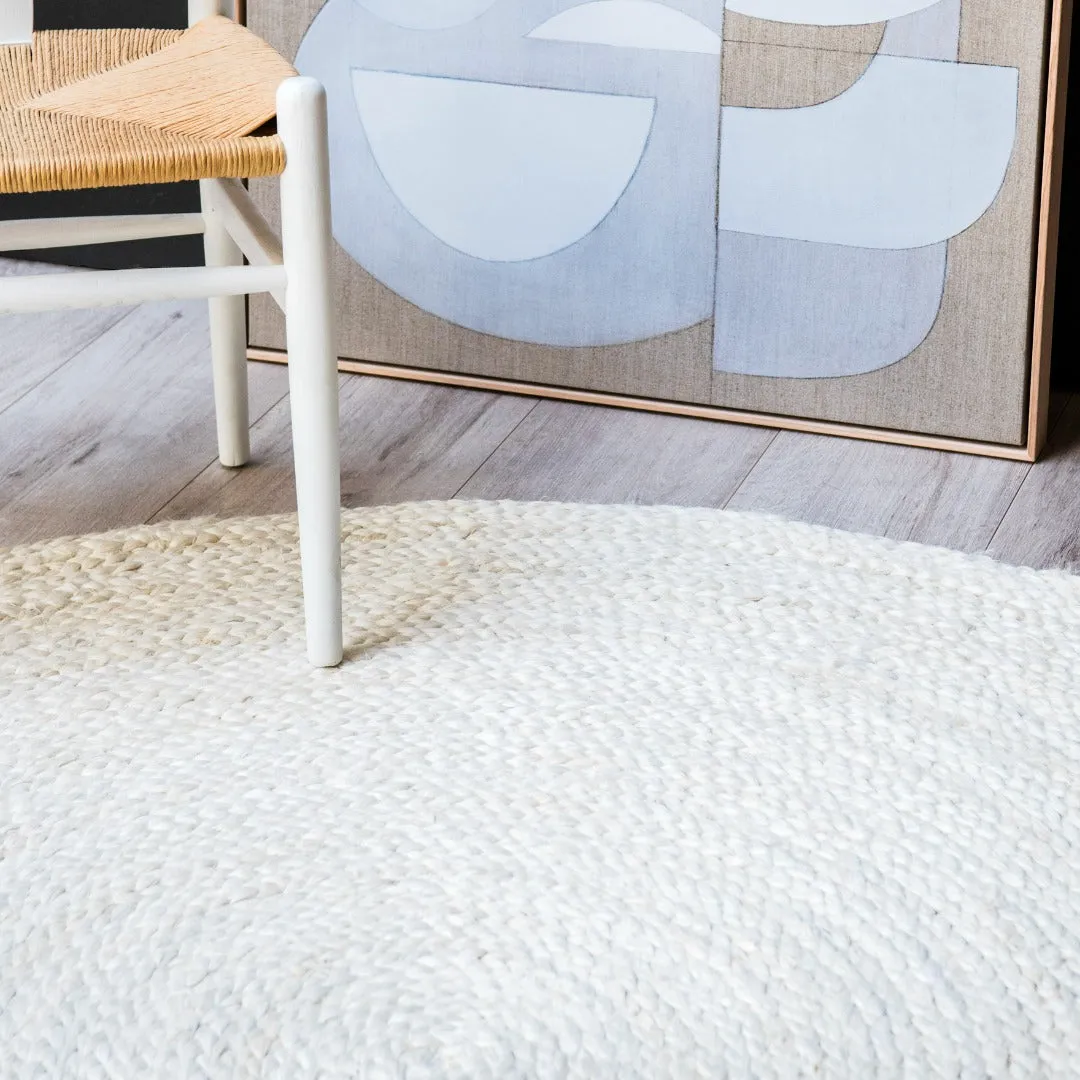 Vincent White Wash Round Braided Weave