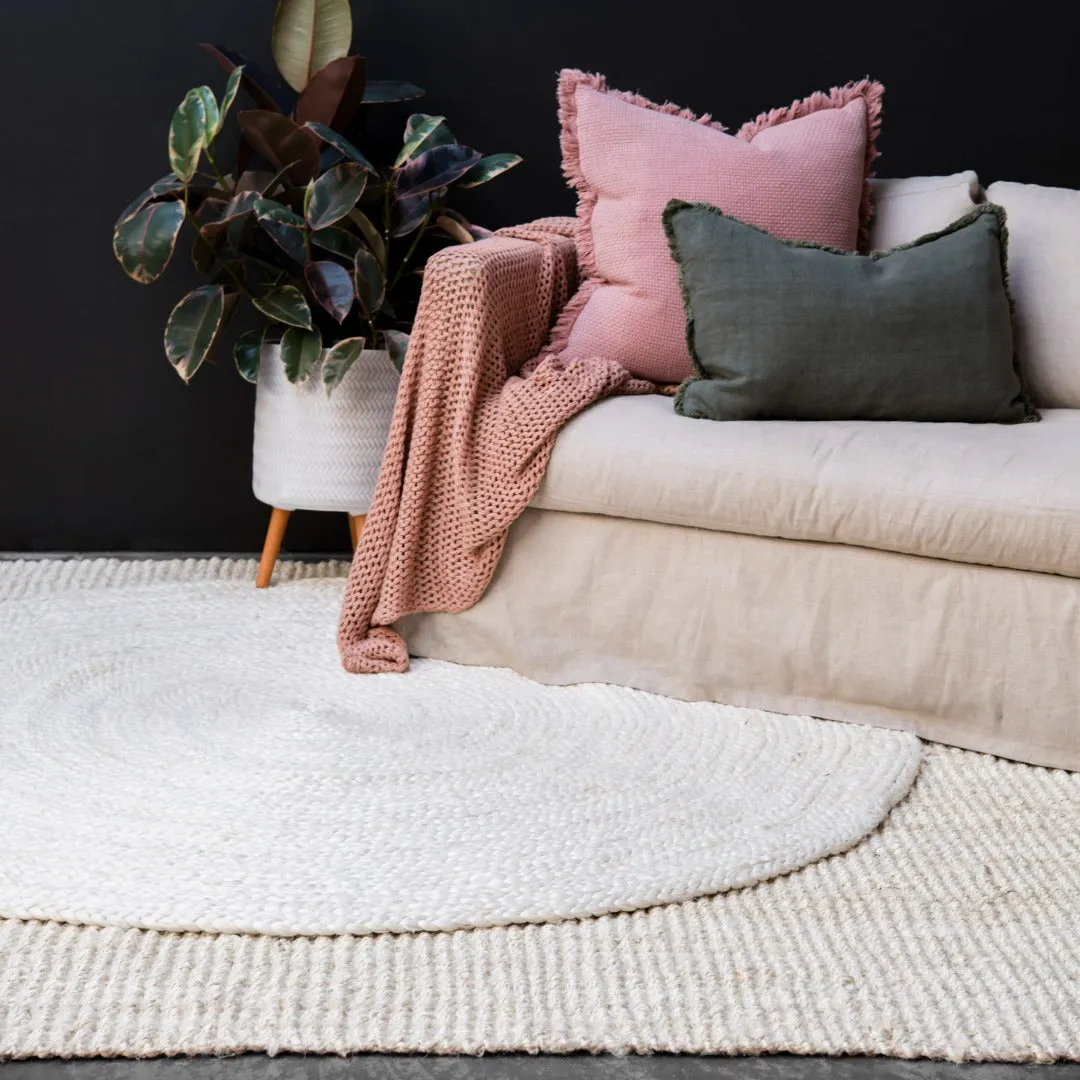 Vincent White Wash Round Braided Weave