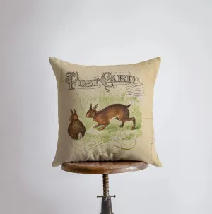 Vintage Bunnies Pillow Cover | Rabbit Art | Home Decor | Throw Pillow | Bunny Rabbit | Farmhouse Decor | Throw Pillows | Accent Pillow Cover