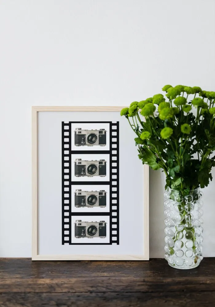 Vintage Camera Poster INSTANT DOWNLOAD Art Print, Vintage Film Reel, Old Camera, Canon Camera, Vintage Wall Art