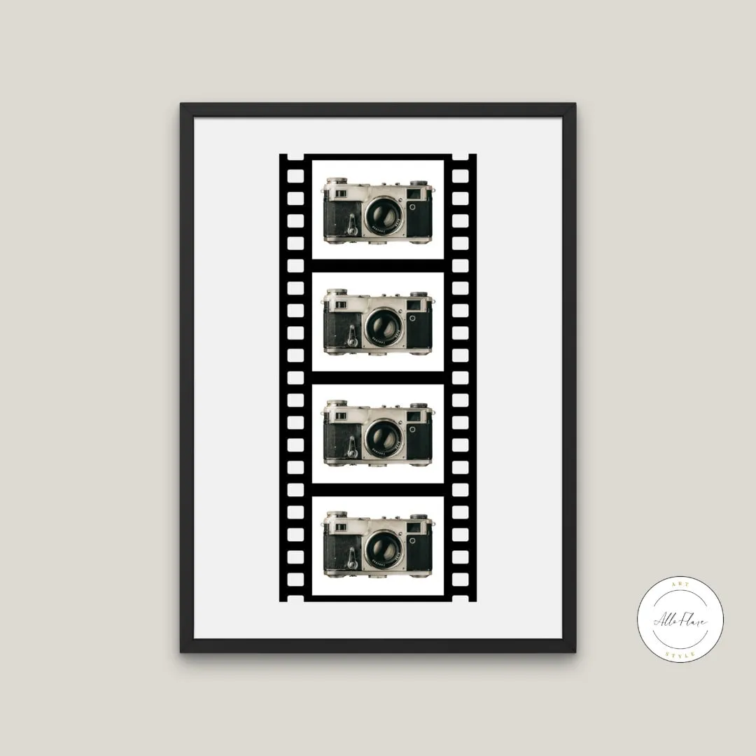Vintage Camera Poster INSTANT DOWNLOAD Art Print, Vintage Film Reel, Old Camera, Canon Camera, Vintage Wall Art