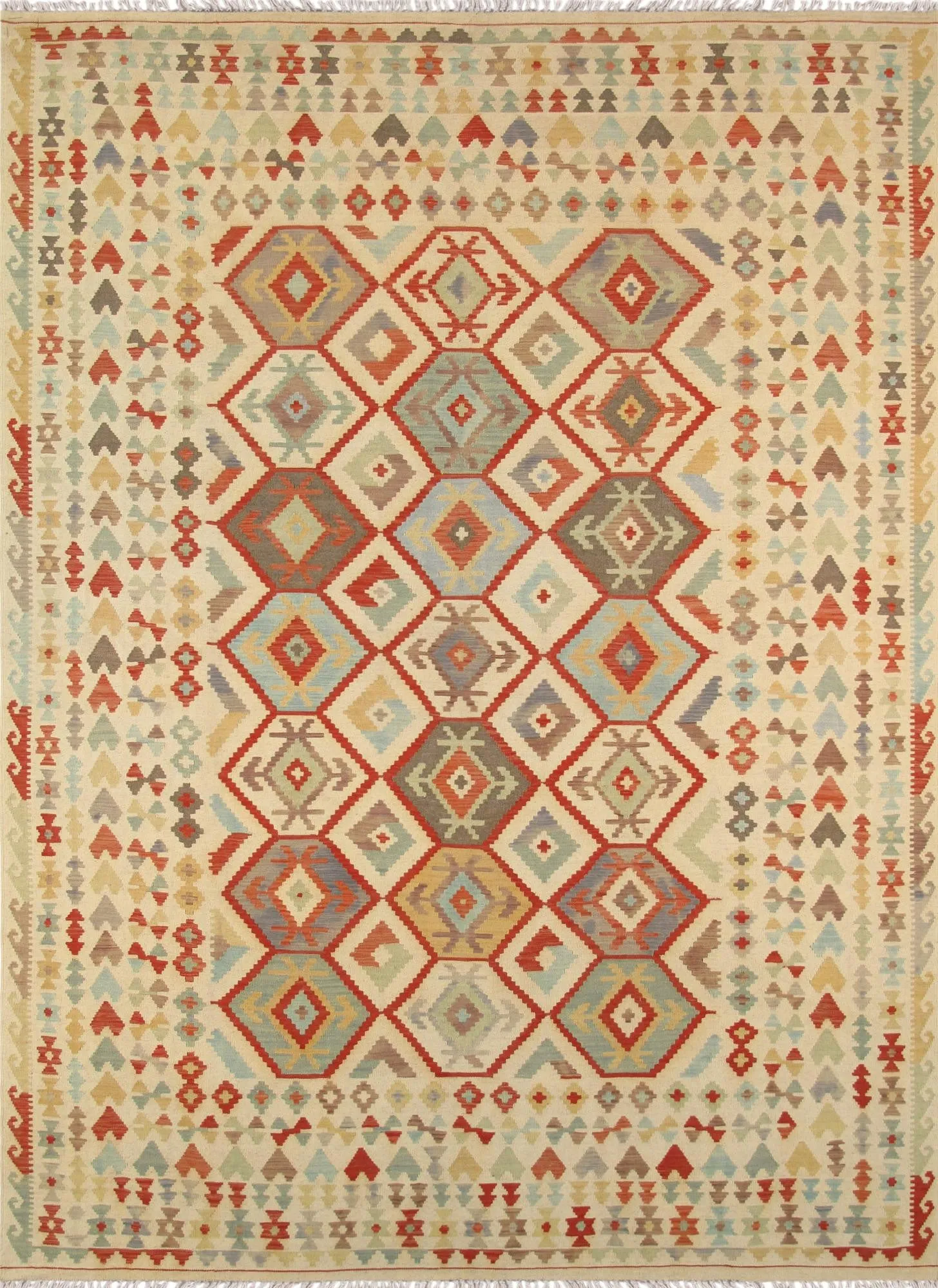 Vintage Kilim  Hand-Knotted Lamb's Wool Area Rug
