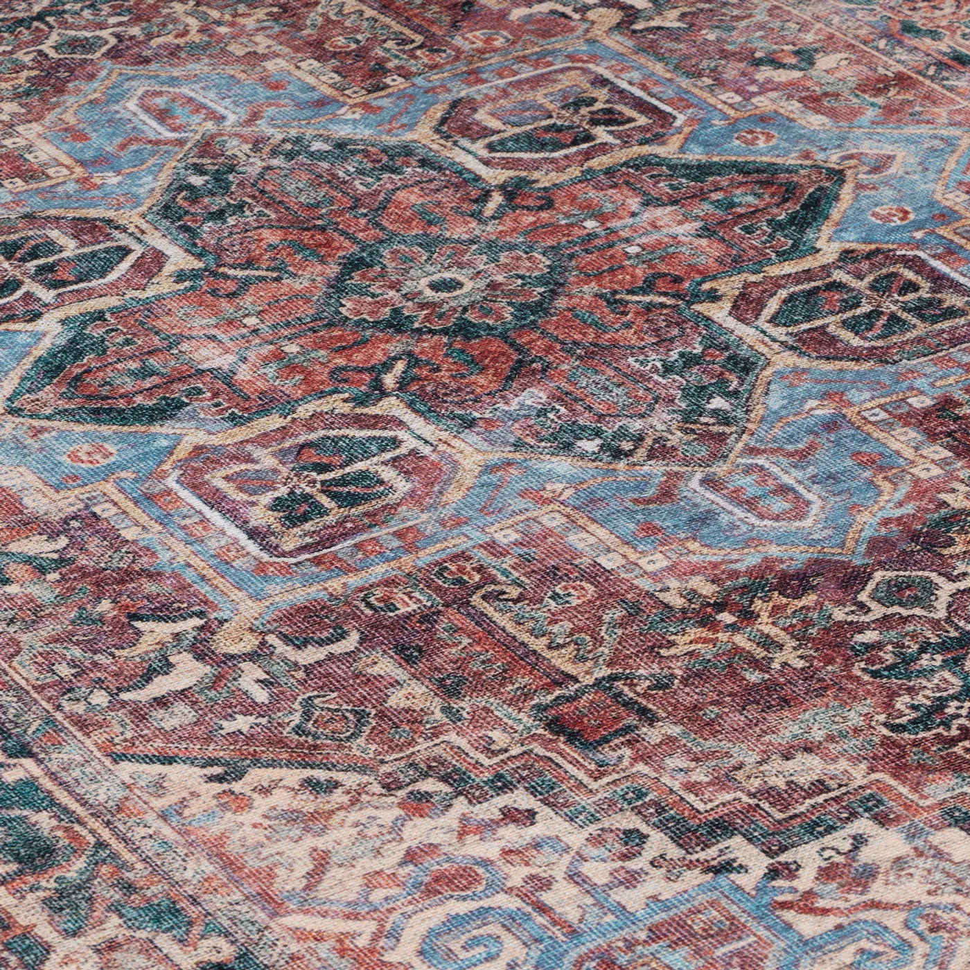 Washable Red Medallion Area Rug - Slaney