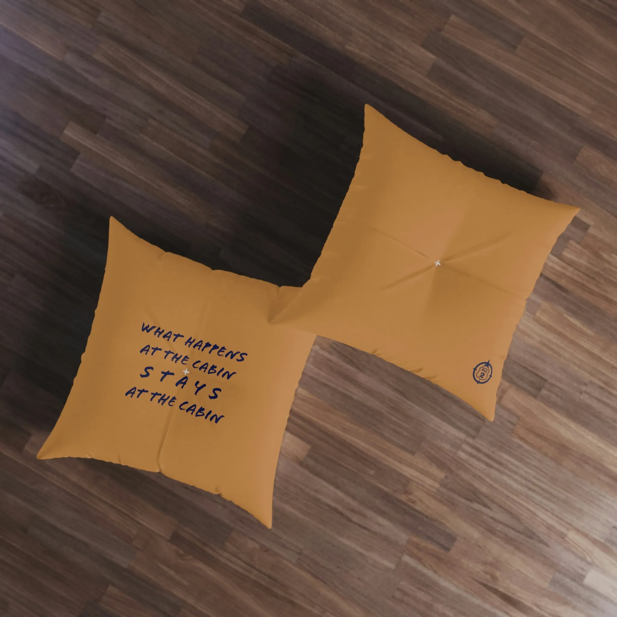 What Happens At The Cabin - BROWN - Tufted Floor Pillow, Square