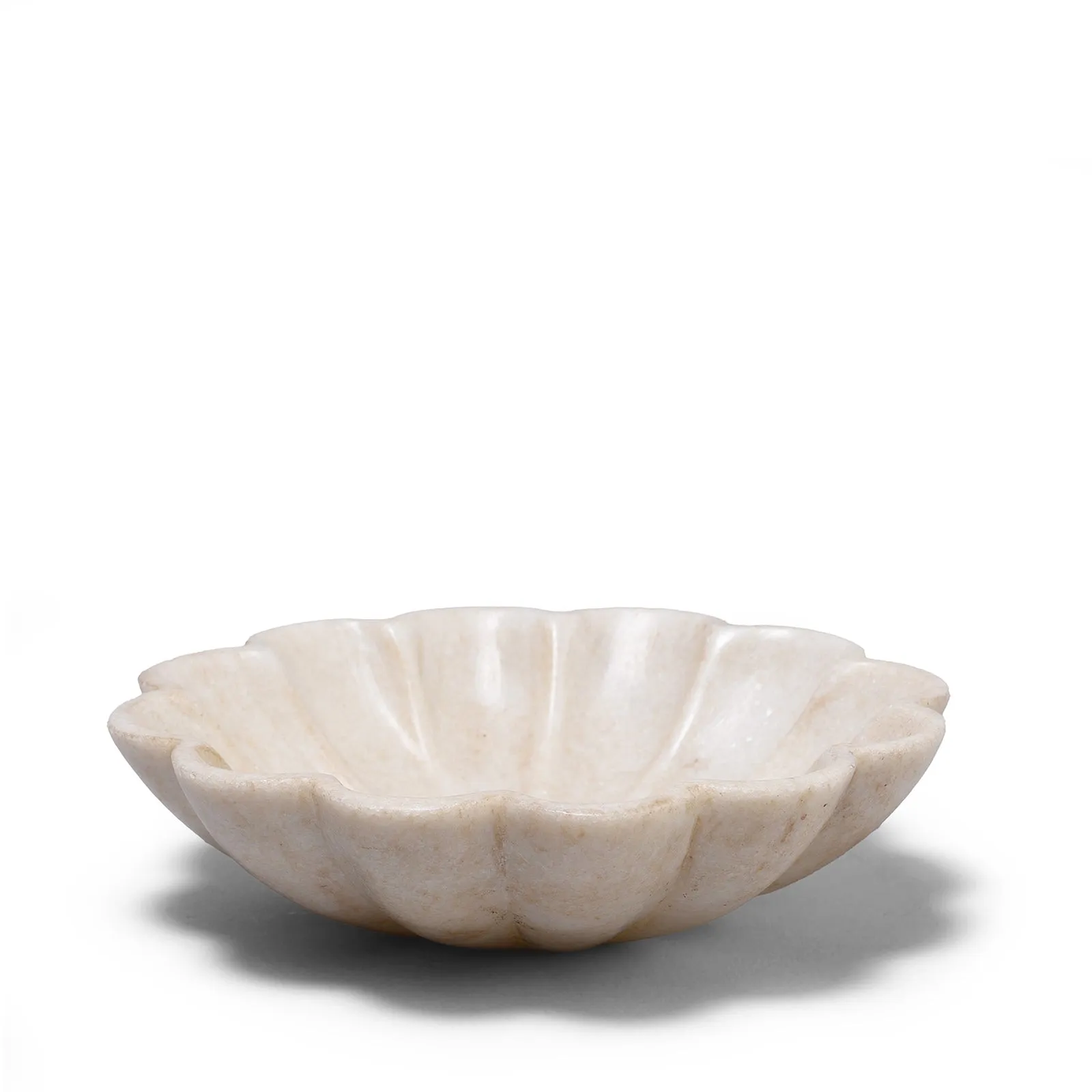White Marble Lotus Dish From Rajasthan