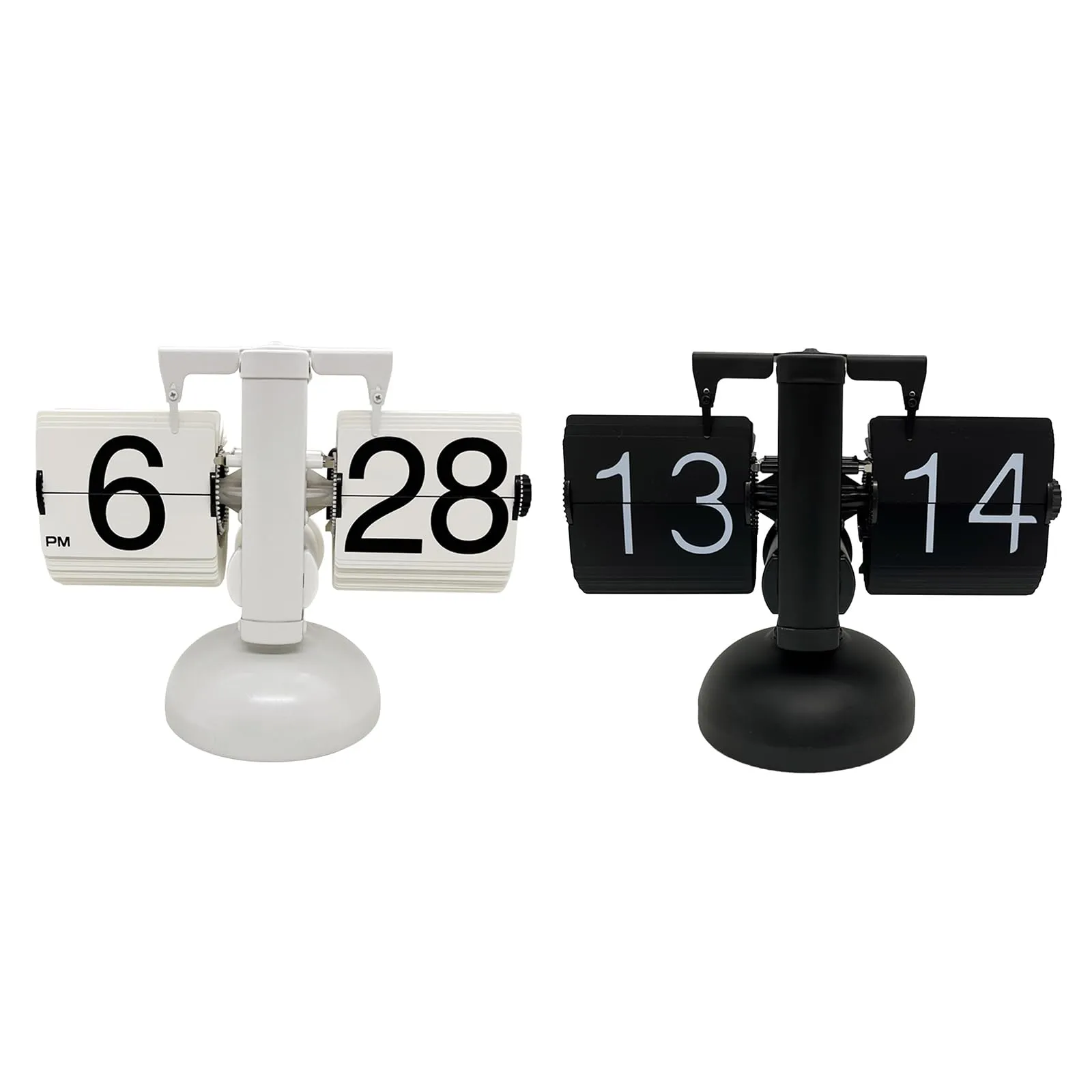 YS0911 Automatic Digital Clock 24 Hours Table Stainless Steel Turn Page Automatic Clock, Black