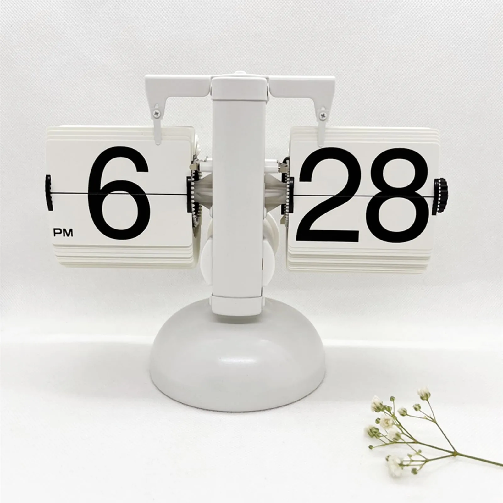 YS0911 Automatic Digital Clock 24 Hours Table Stainless Steel Turn Page Automatic Clock, Black