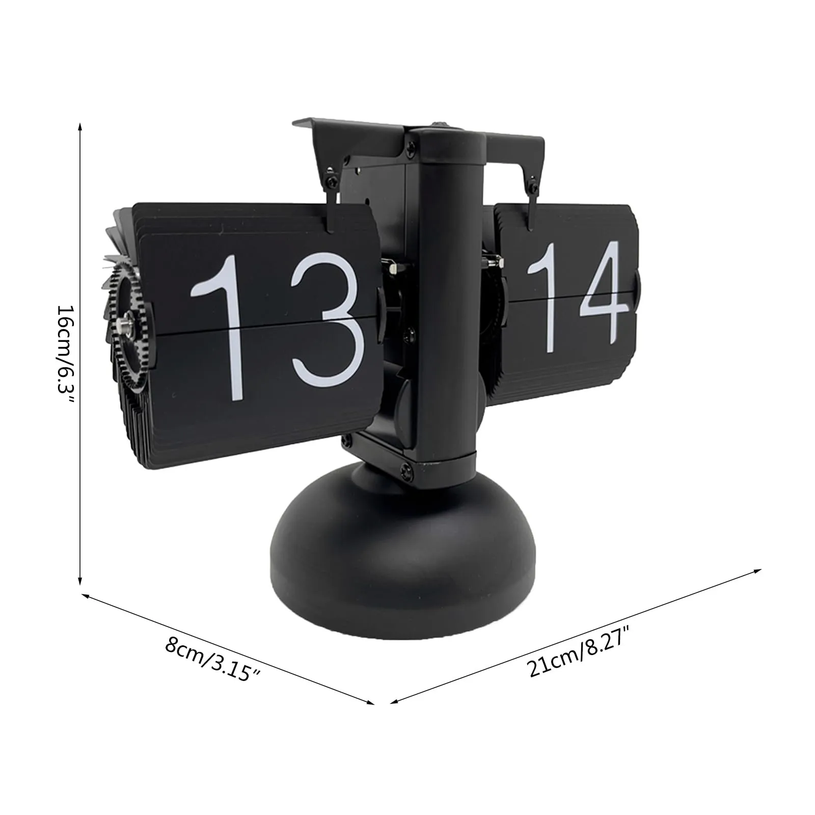 YS0911 Automatic Digital Clock 24 Hours Table Stainless Steel Turn Page Automatic Clock, Black